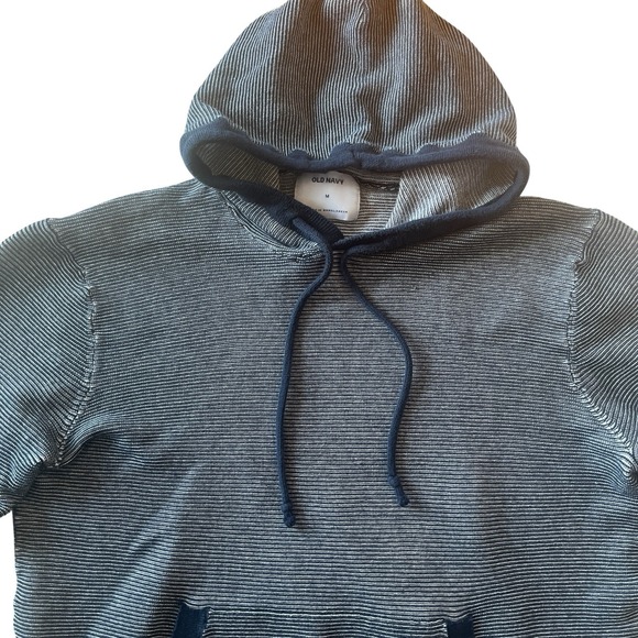 Old Navy Women Size M Sweatshirt Navy Blue Heather Drawstring 100% Cotton Casual - Picture 5 of 7